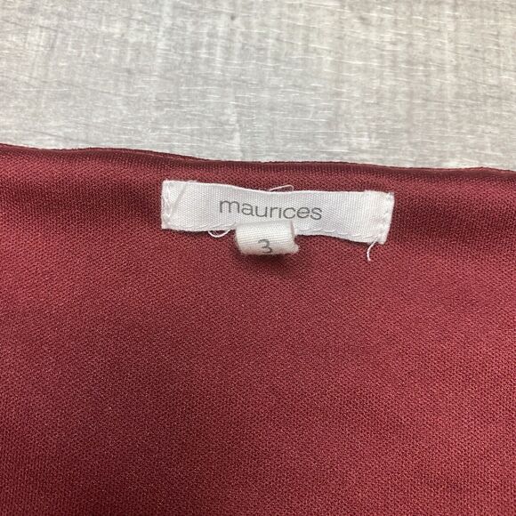 Maurices Woman’s 3X Red Lined Lace Gathered Waist Long Sleeve Blouse - Picture 7 of 9